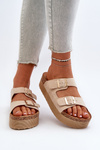 Women's Platform Sandals with Buckles Beige Lolpey