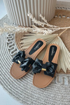 Women's Black Slides with Bow Rivarina