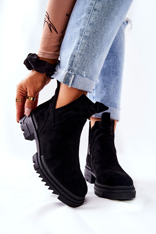 Booties With Cut-Out Detail Zip-up Boots Black Corano