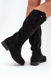 Flat Heeled Boots With Perforated Pattern Black S.Barski HY51-062