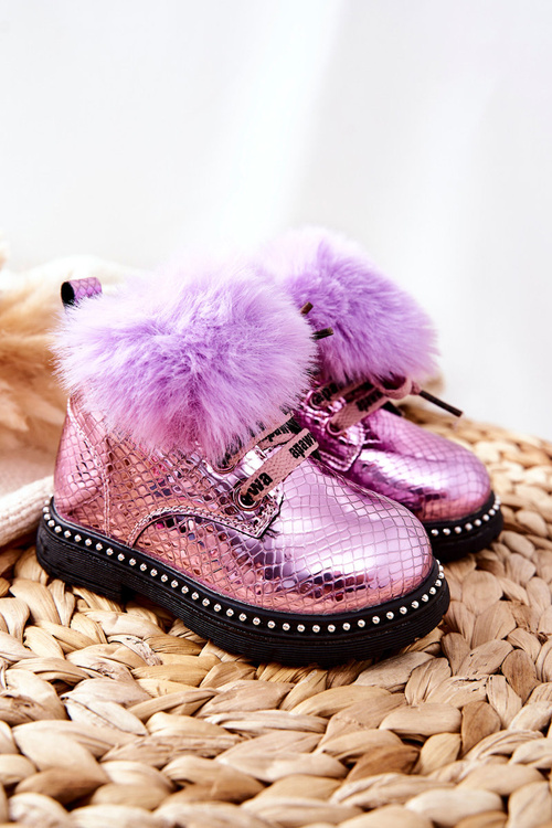 Children's Boots Insulated With Fur Purple Rosea