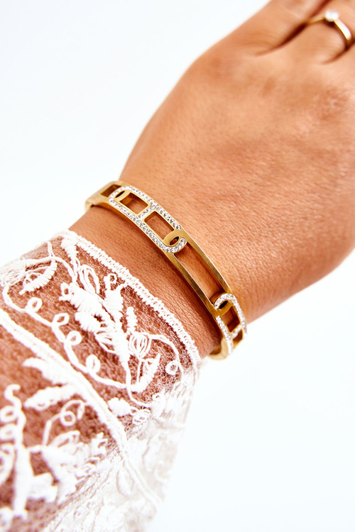 Women's Bracelet With A Clasp With A Decorative Pattern Gold