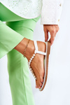 Fashionable Sandals Flip-flops With Pearls White Isalia