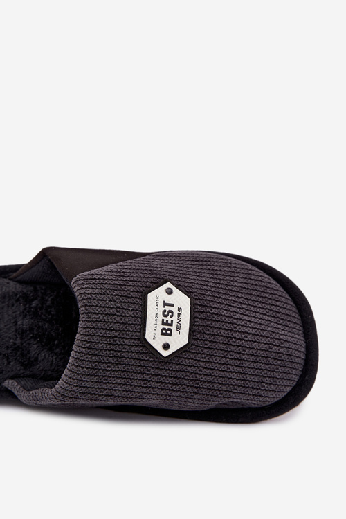 Men's slippers with patch Black Presine
