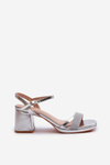 Women's High-Heeled Sandals with Shiny Silver Strap Tessata