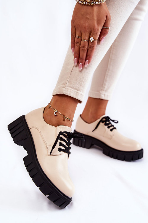 Fashionable Leather Shoes La.Fi 210013BE-PU Beige