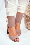 Women’s Sandals On High Heel Maciejka Leather Beige 04122-04