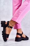 Leather Sandals On Heel Black Sovie