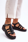Leather Flat Sandals with Black Straps Diosa