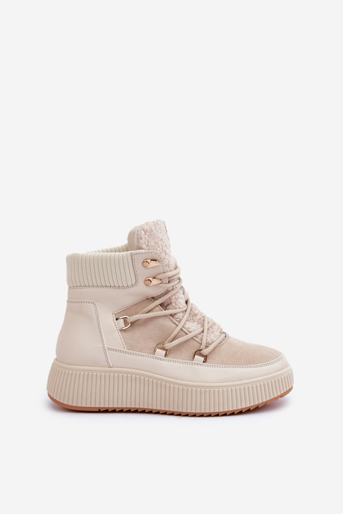 Low Snow Boots On Platform Light Beige Naliora