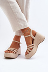 Platform Sandals and Wedges in Light Beige Color Oporia