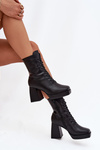 Women's Insulated Ankle Boots On Heel With Lacing Black Juvina
