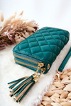 Large Quilted Wallet with Zips Green
