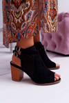 Women's Suede Sandals Black Thido