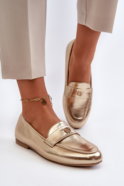 Damskie Mokasyny Płaski Obcas Złote Sylvaine 24PB98-6990