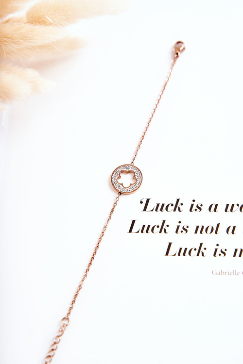 Women's Celebrity Bracelet Flower And Rhinestones Rose Gold