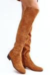 Women's Suede Over-the-Knee Flat Heel Boots Camel Hewanella