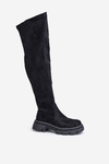 Women's Over the Knee Eco Suede Boots Black Irithalla
