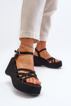 Black Platform Sandals and Wedges Oporia