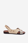 Leather Velcro Sandals Beige-Gold Zazoo 40141