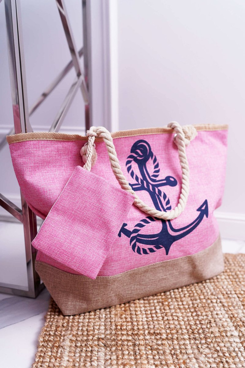 Duża Plażowa Torebka Shopper Różowa