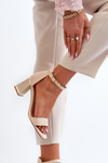 Beige Suede Sandals with Block Heel Pholia