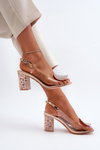Transparent Sandals with Stiletto Heel Pink Gold D&A MR38-112