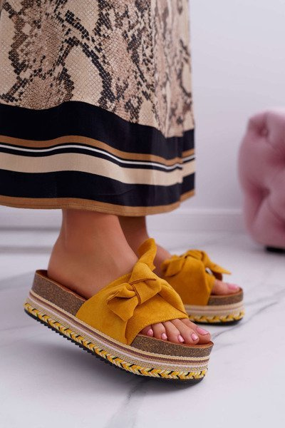 Women's Platform Flip-Flops with Cocard Yellow Chantal