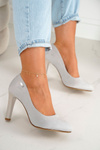 Classic Women's Pumps On A Block Heel Suede Grey Eliana