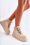 Fashionable Women's Boots On The Platform Beige Magnific