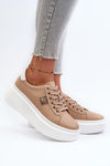 Brown Women's Leather Platform Sneakers Pernalia