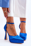 Fashionable Pumps On A Wide High Heel Blue Madness