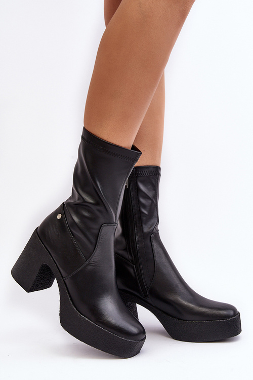 Women's Leather Boots on Heel GOE MM2N4047 Black