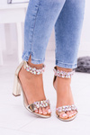 Lu Boo Gold Mirrored Zirconia Sandals Lambada