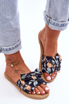 Women's Slippers With A Fabric Bow Black Blossom