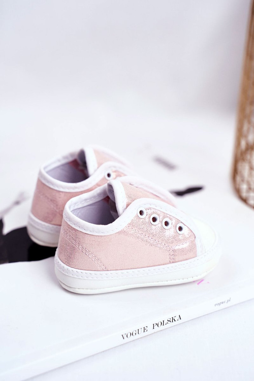 Children's Sneakers With Brocade Baptism Pink Milley