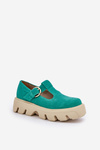Suede Loafers With Buckle Zazoo 20183 Green