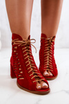 Maciejka Suede Openwork Boots Red 04040-08