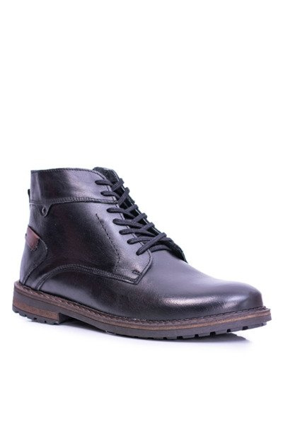 Black Men's Leather Boots Warmed Devenor Boots