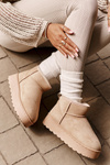 Women's Snow Boots On Platform Insulated With Fur Beige Xamella