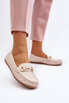 Women's Classic Eco Leather Moccasins in Beige Demese