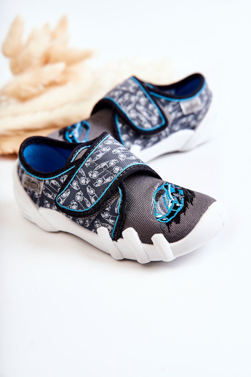 Slippers Befado Velcro Car 273X339 Grey-Blue