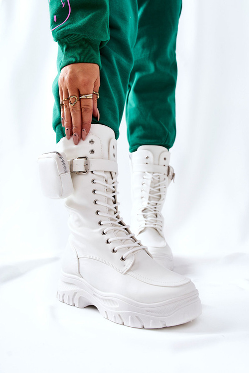 Platform Boots With Pouch White Issanti