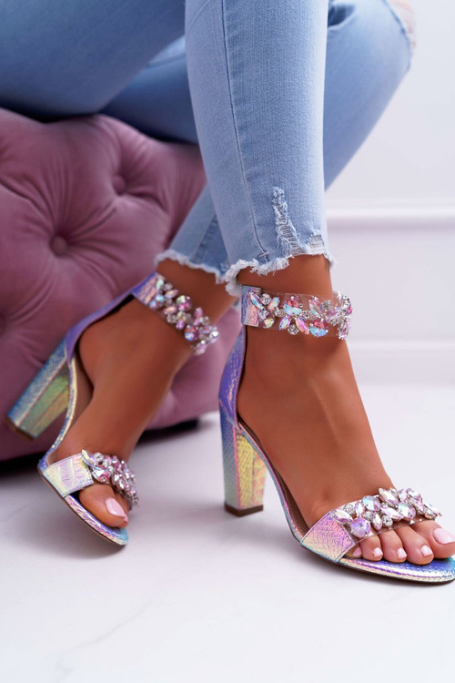 Lu Boo Iridescent Pink Lambada Zircon Sandals