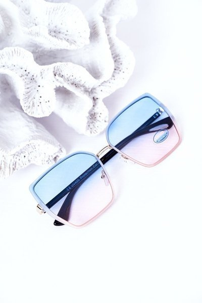 Gold Square Sunglasses Blue-Pink Ombre