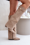 Heeled Boots With Turned Shaft Beige Evyra