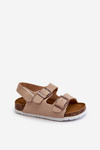 Children's sandals on a cork platform with velcro closure beige Rorria