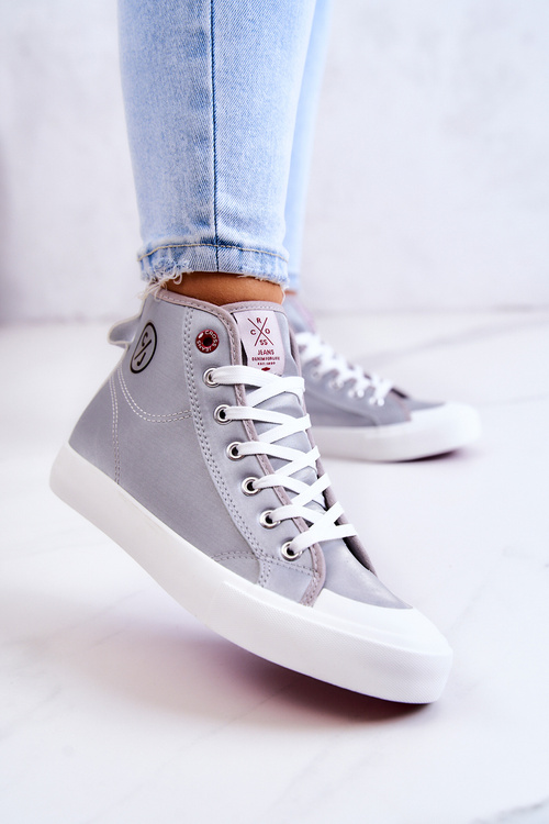 Trampki Damskie Wysokie Cross Jeans Szare JJ2R4057C