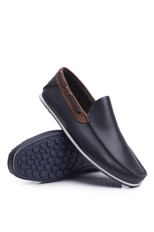 Men's GOE Moccasins Navy Blue Leather FF1N3051