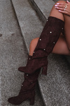Women's Winter Heeled Boots with Decorative Details Chocolate Lucinda